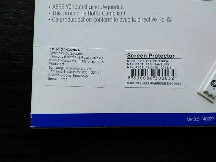 Oryginalna folia do tableta Samsung Galaxy Tab S 8,4" 2szt tylko 20zł