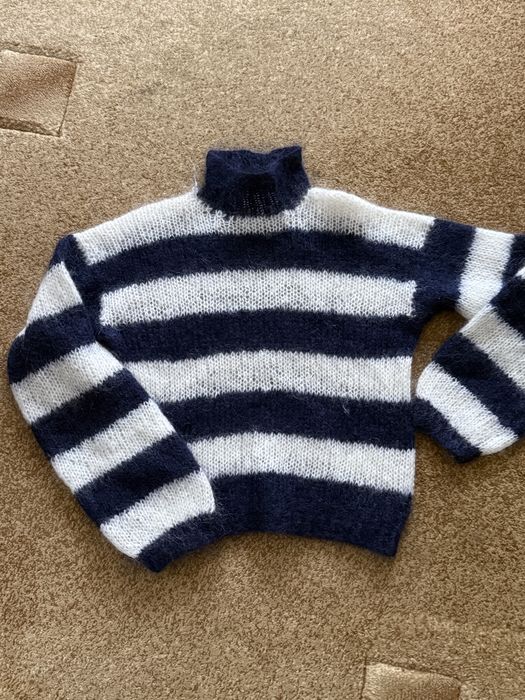 Sweter wełniany alpaka paski S overize