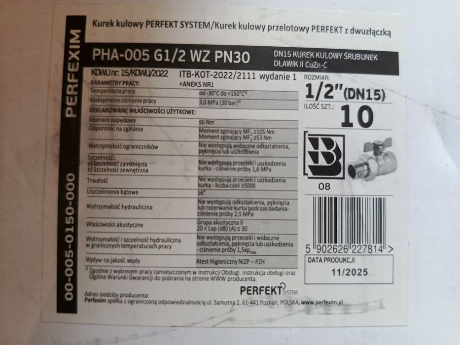 Кран кульовий з американкою 1/2" Perfexim PHA-005 PN30 (Польща), новий