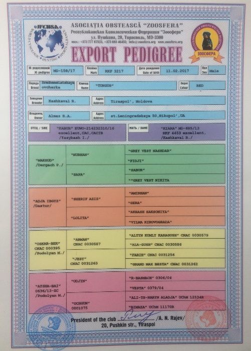Алабай 9 лет вязка Родословная