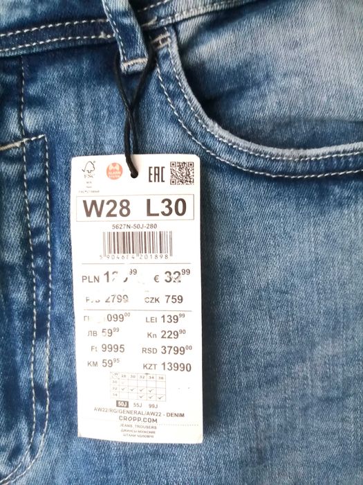 HOT! Nowe męskie CROPP JEANS Carrot W28/L30