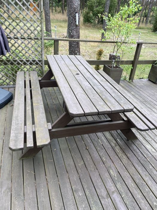 Ława drewniana ogrodowa stół z ławkami ławki komplet