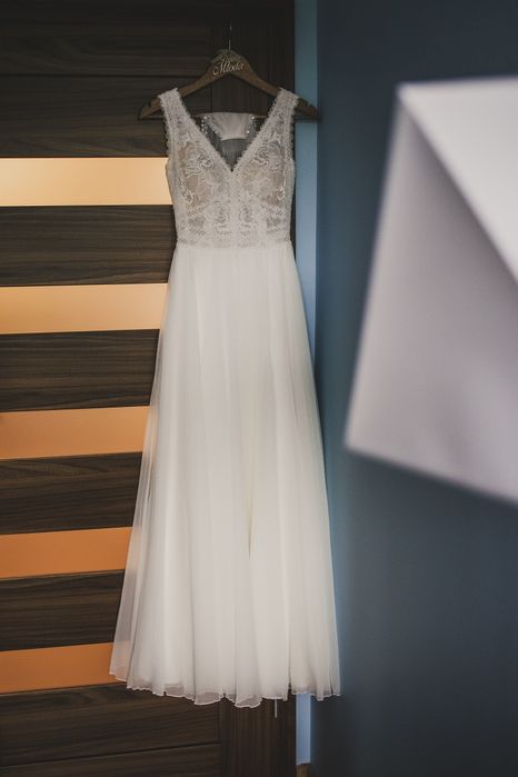 Suknia ślubna boho/rustykalna, koronka Mavi Agnes 20025