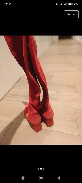 Bota vermelho camurça