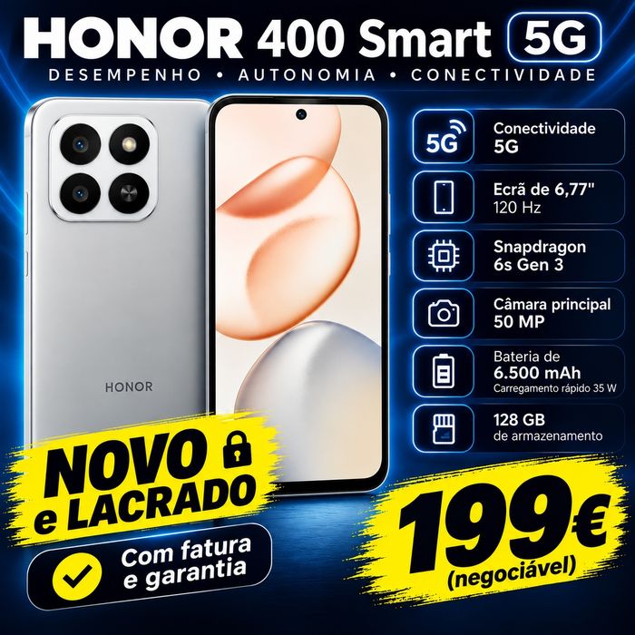 Honor 400 Smart 5G 128GB – (Novo e Lacrado)