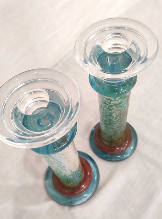 Kosta Boda Par Castiçal CanCan #69147 I Kjell Engman I Assinado