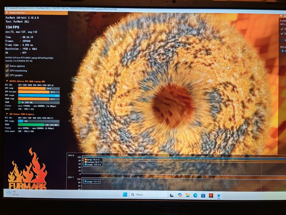 Ноутбук Asus FA707XV на RTX4060 екран 17,3, Ryzen 9, 1tb ssd