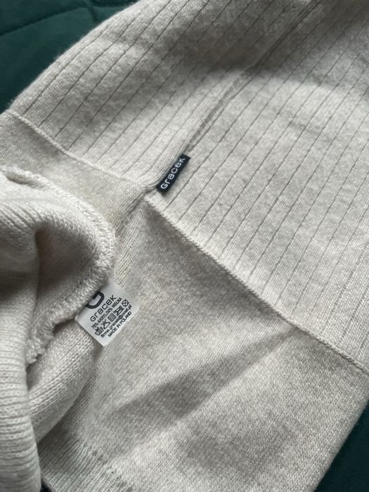 Komplet Wełna wool set  zima jesień beż czapka komin Gracek uniwersa M