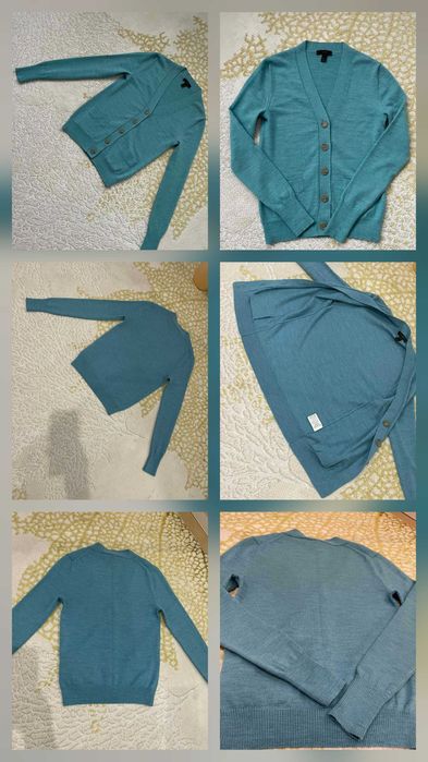 Krótki damski kardigan rozpinany sweter J.Crew wełna Merino r.XXS
