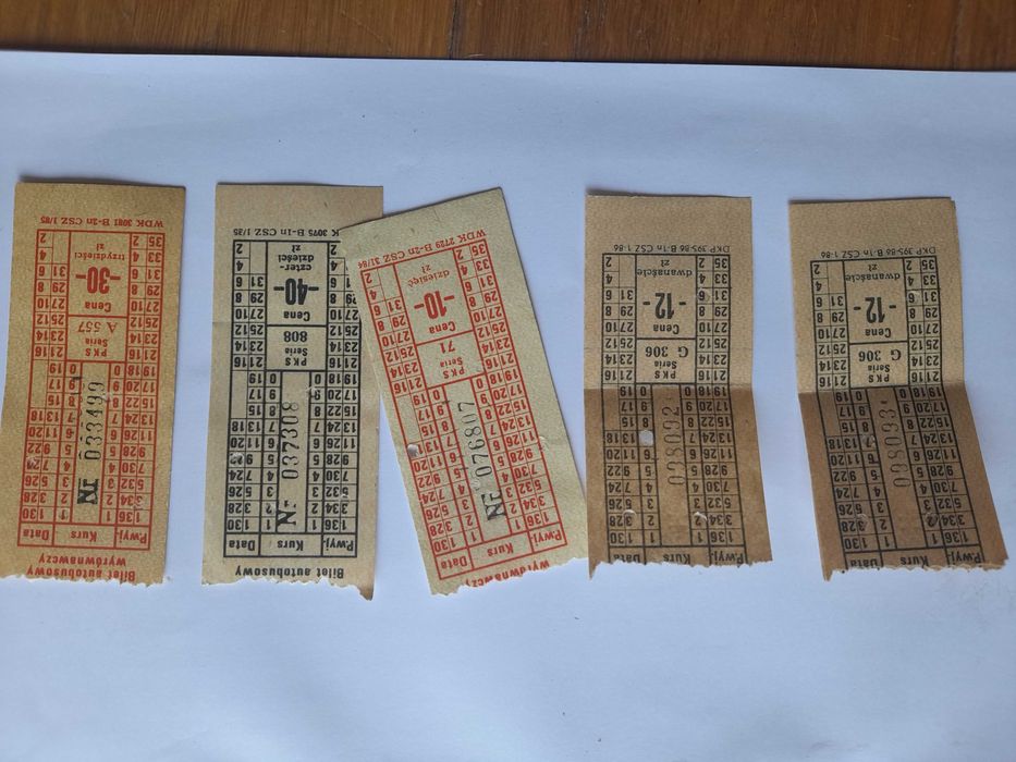 pami-tka-z-prl-bilety-autobusowe-pks-zestaw-6-sztuk-z-lat-80-wroc-aw