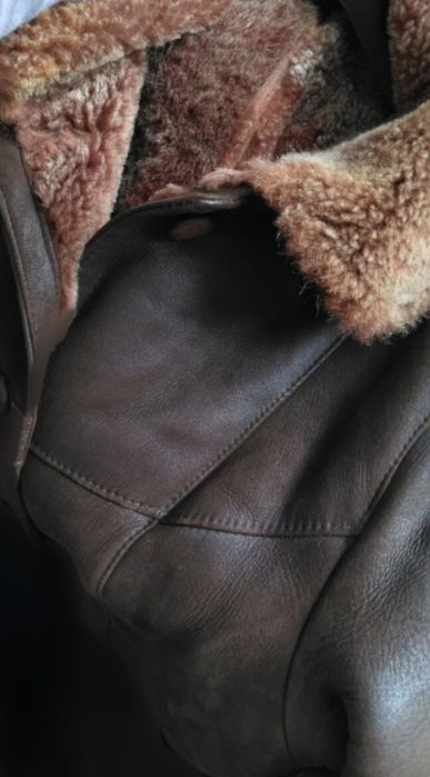 Длинное коричневое пальто дублёнка, размер XXXL