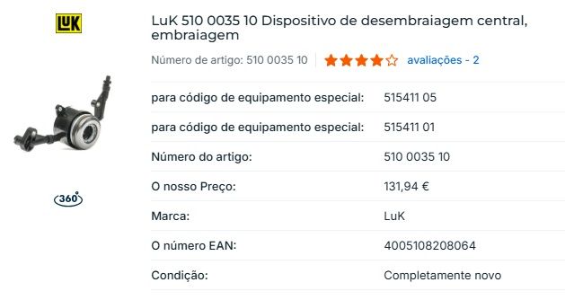 Bomba de embraiagem central