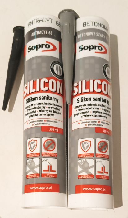 Silicon sanitarny SOPRO nowy - antracyt, betonowy szary