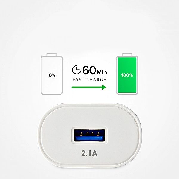 Ładowarka sieciowa SBS TETR1USB2AWFAST 10W USB-A - biała