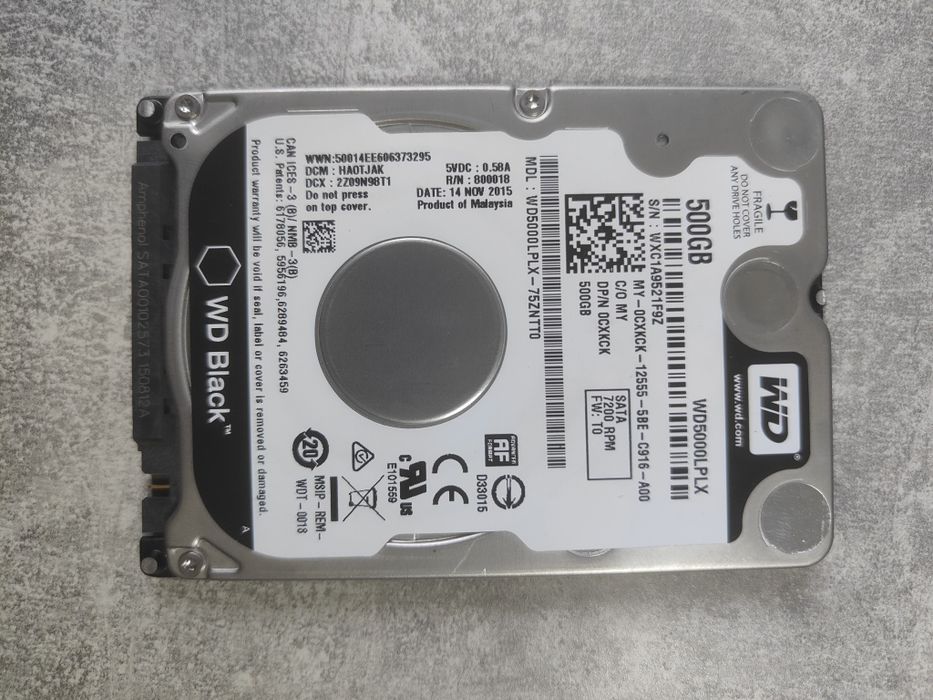 HDD для ноутбука или пк 500gb  WD black