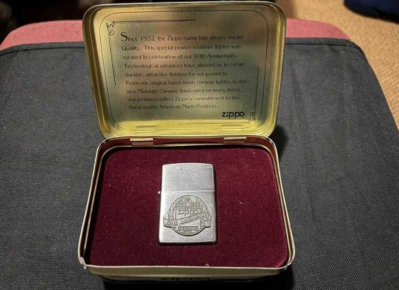 Isqueiro Zippo 60th Anniversary (1932-1992) - Edição Comemorativa de Coleção