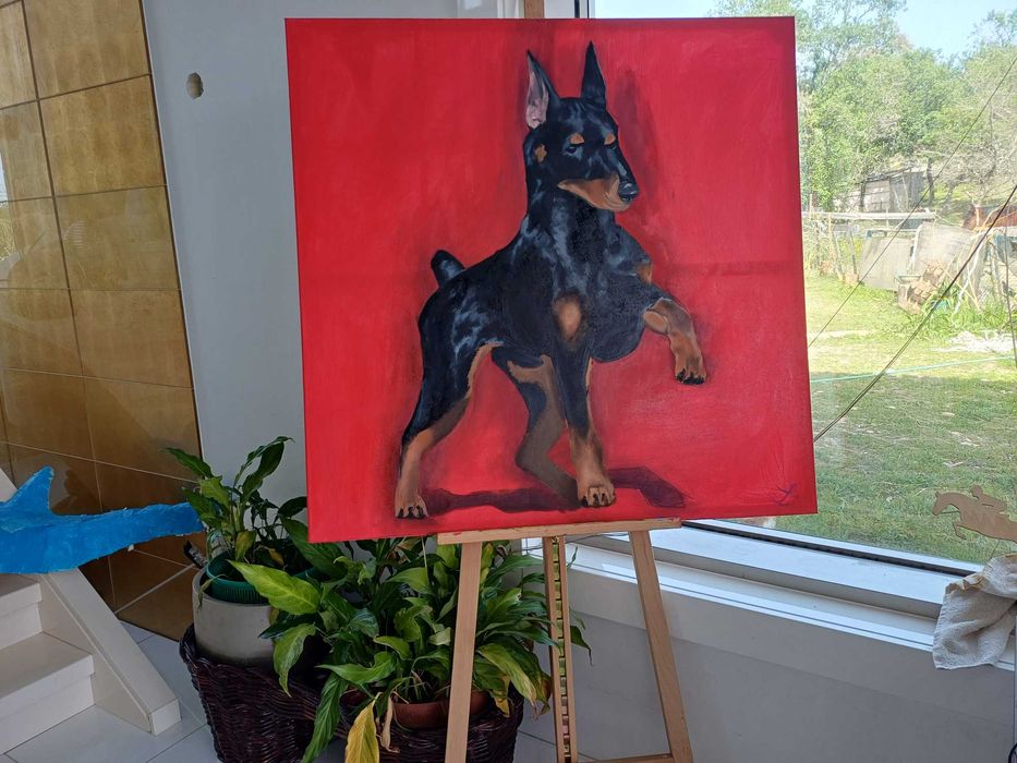 Quadro 1m x 1m - Pintura a óleo original "Presença e Nobreza"