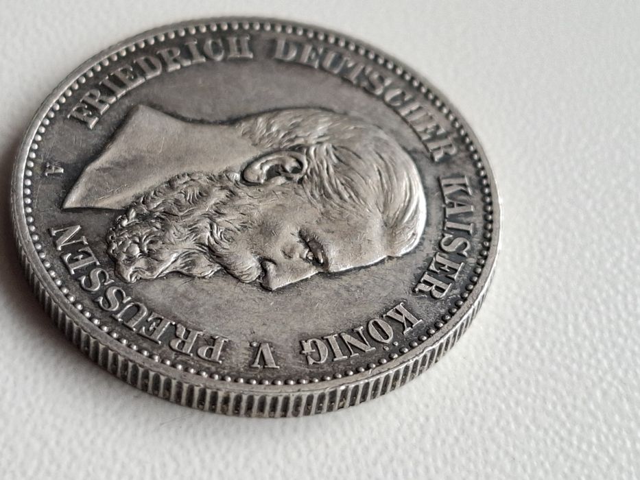 Piękne 2 Marki 1888 A Prusy  Srebro, Fryderyk III Oryginał Rzadka