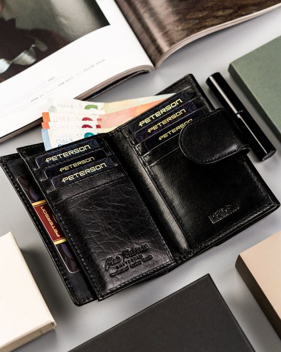 skórzany, średni portfel damski na zatrzask - peterson