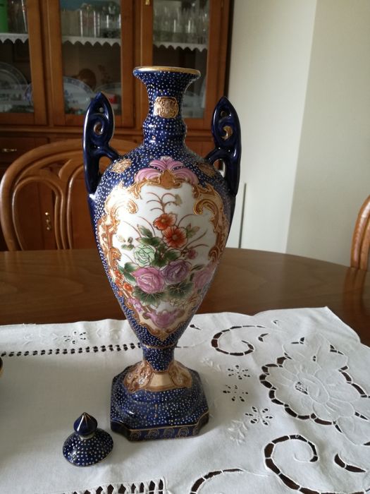 Conjunto de 3 peças decorativas pintadas à mão- Satsuma Art