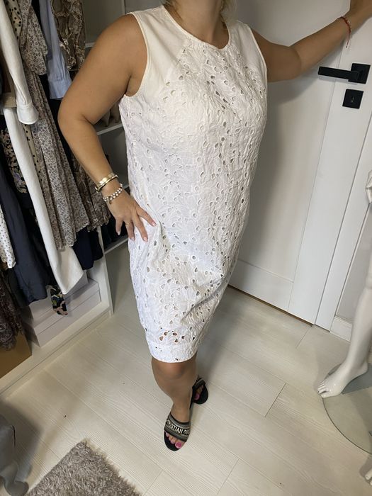 Biała sukienka haft angielski XL M&S