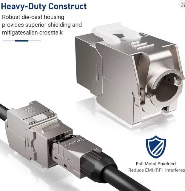 Moduł Keystone Jack RJ45 ZoeRax CAT7 / CAT6A – ekranowany STP, beznarzędziowy, 10 Gb/s