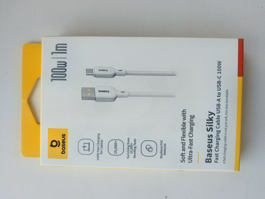 Кабель Baseus Silky USB-A to Type-C  100W 100Вт 1м білий продаю переказом на карту