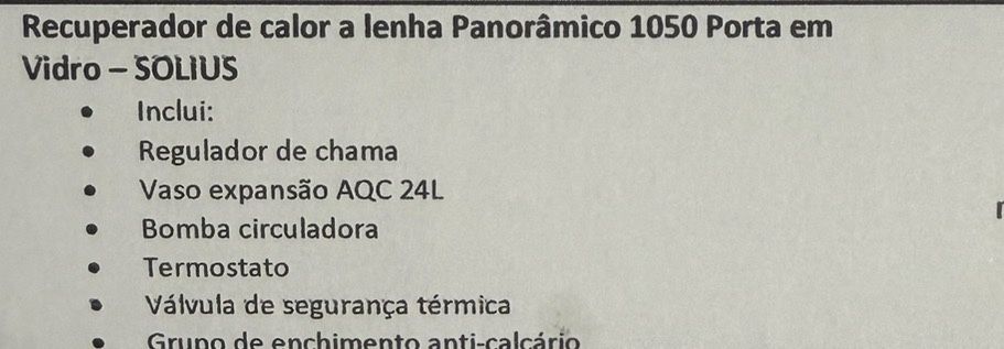 Recuperador de calor a lenha panormico  1050  Solius + KIT HIDRAULICO (SELADO)