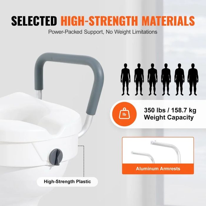 Assento sanitário elevado VEVOR 5" (12,7 cm) com altura elevada de 350 lbs/158,8 kg para vasos sanitários
