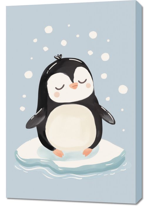 Obraz 60x90cm Wzory dla Dzieci, Dziewczynki i Chłopca - Pingwin