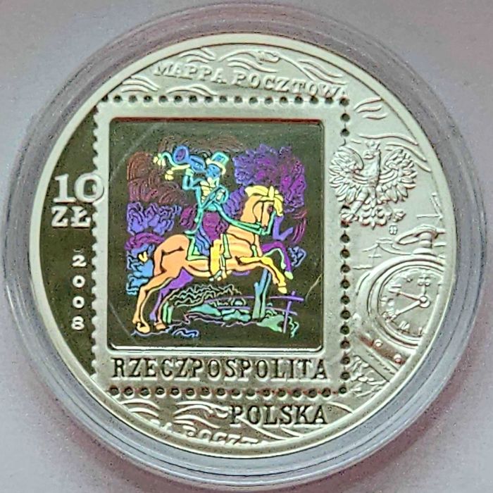 450 lat Poczty Polskiej - moneta srebrna z hologramem, 10zł