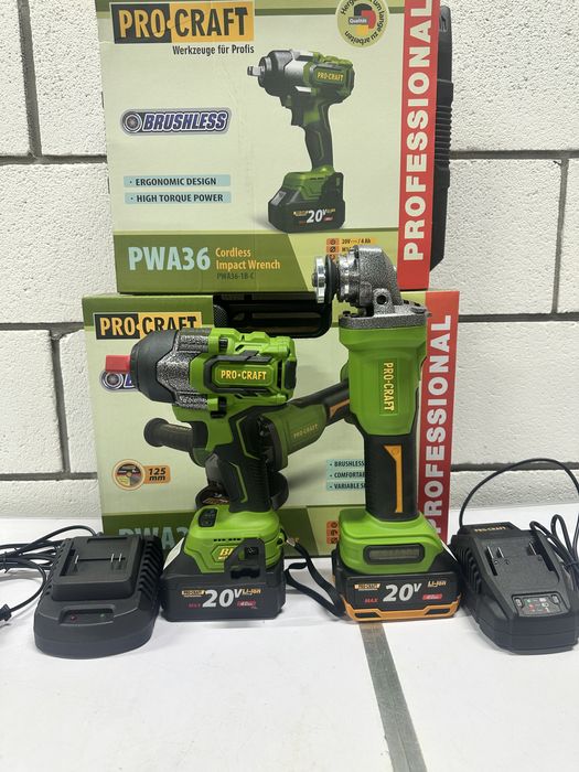 Акумуляторний набір Procraft 2в1 гайковерт Pwa 18 + болгарка pwa 220