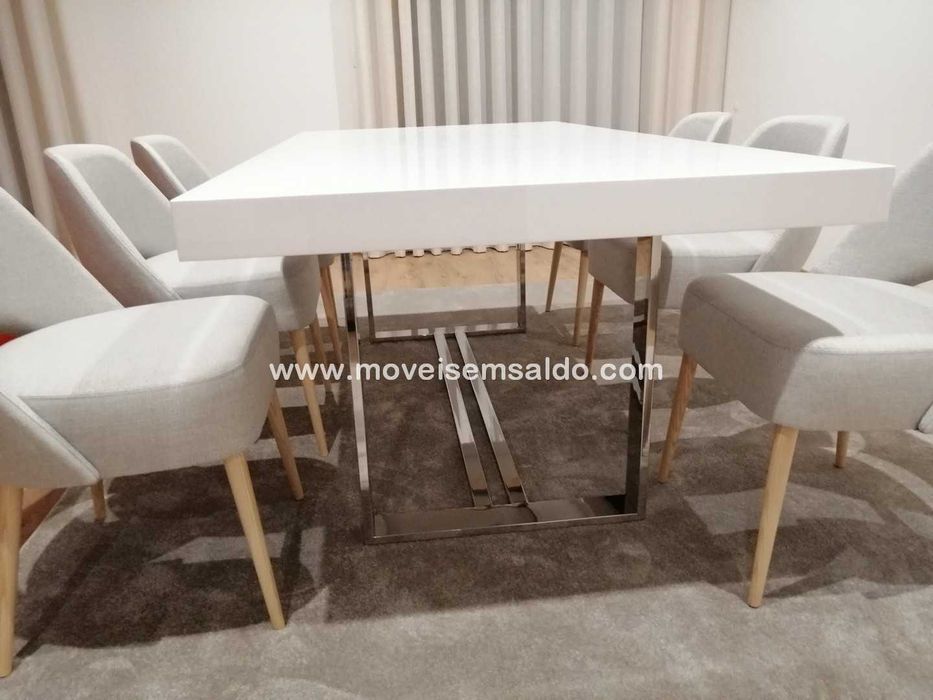 Mesa Jantar Lacada c/ Inox - Fixa ou Extensível - Todas medidas