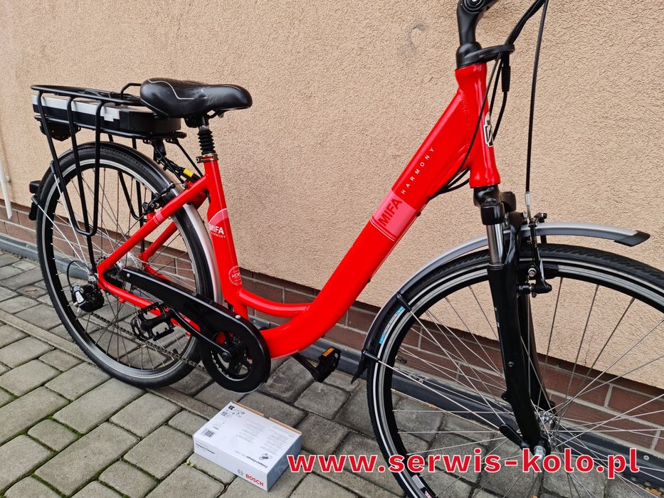 Rower elektryczny damski damka MIFA koła 28 SHIMANO ALTUS aluminium