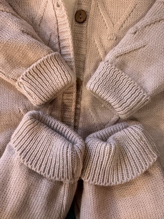 Ромпер вʼязаний молочний на флісі 9-12 місяців