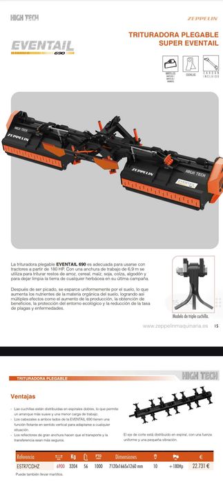 Mulczer Kosiarka Bijakowa składana tylno-czołowa 7m. ZEPPELIN POTĘŻNY