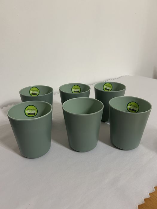 Zestaw 6 zielonych kubków z melamimy 400ml nr.8622