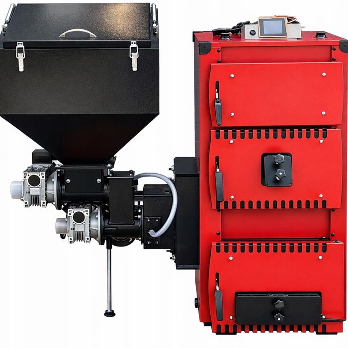 Kocioł Z Podajnikiem 12 kw do 110m2 Piec na Pellet Groszek i Drewno