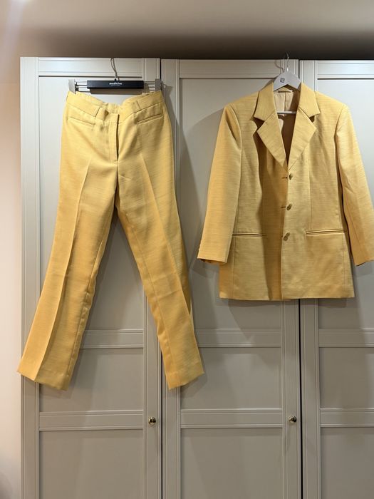 Garnitur  S komplet zakiet spodnie zolty komunia