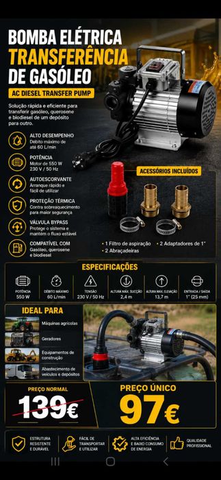 Bomba Combustível portátil. 97€. Oportunidade