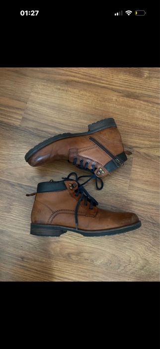 Brązowe skórzane botki / trzewiki męskie Lasocki – bardzo dobry stan