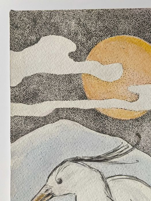 Оригінальна картина "Тихий вечір" , акварель, папір 42х14