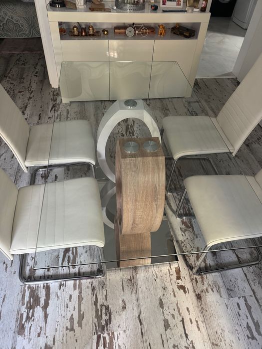 Conjunto de sala mesa + cadeiras + espelho + aparador