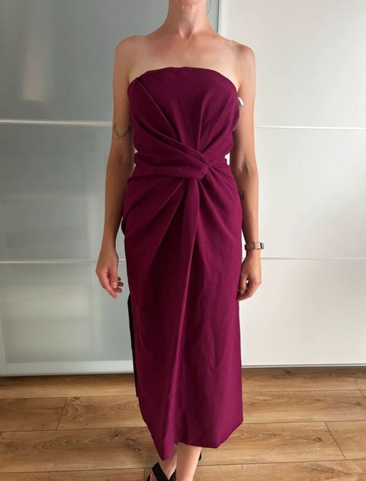 Zara XS burgundowa sukienka bez ramiączek