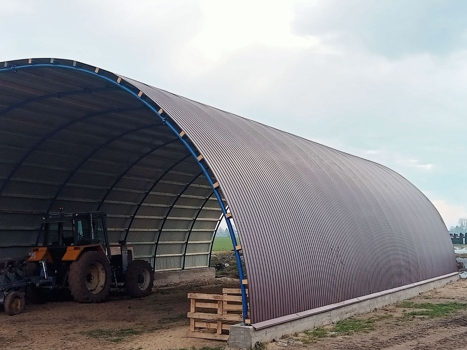 Hala łukowa 12 x 20 garaz wiata na slome maszyny nawozy