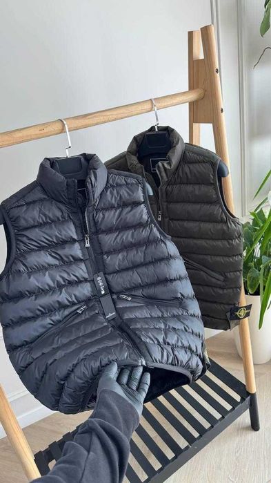 Жилетка Stone Island чоловіча чорна та коричнева S-2XL 2 патча