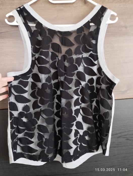 Bluzka bokserka cekiny koronka