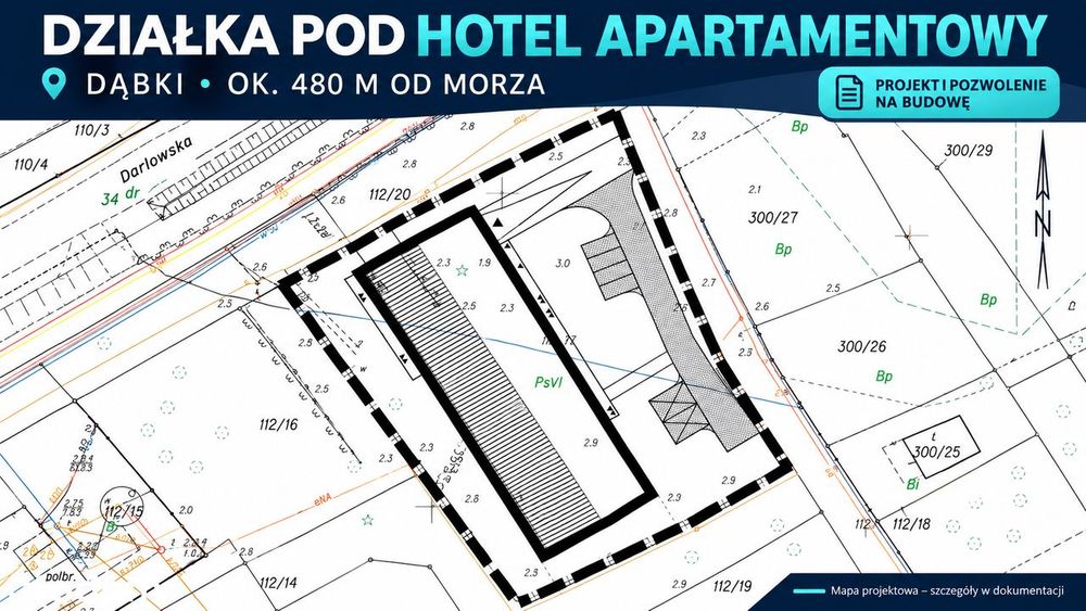 Dąbki | inwestycja 480 m od morza | projekt i pozwolenie na budowę