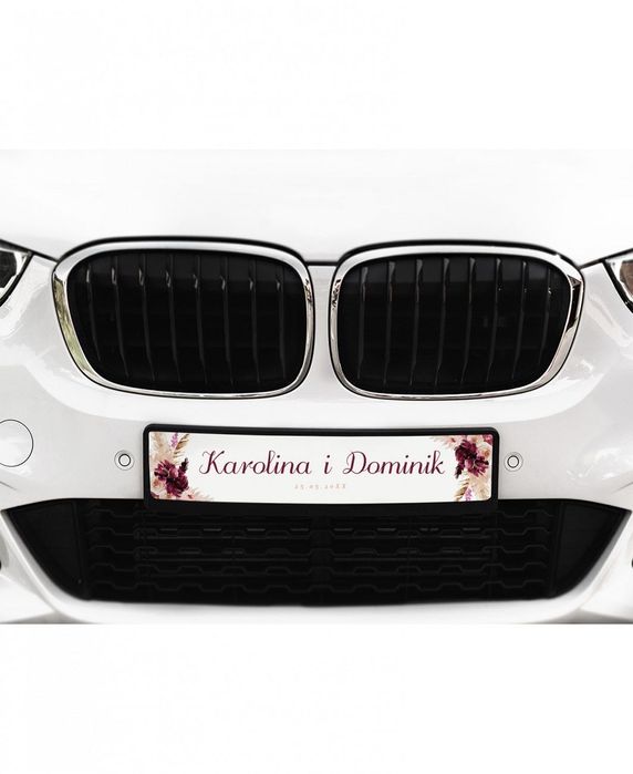 Tablice ślubne BOHO na auto, personalizowane, Para Młoda/imiona + data