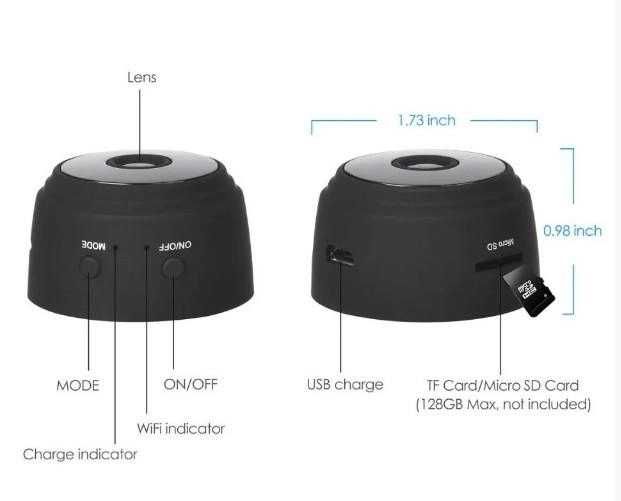 Мини камера A9 IP HD 1080 Wi-Fi Беспроводная  камера видеонаблюдения